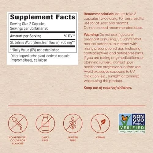 Nature's Way St. John’s Wort Capsules, 700 mg | Supports Mood & Wellbeing, Vegan, 180 ct thumbnail 6
