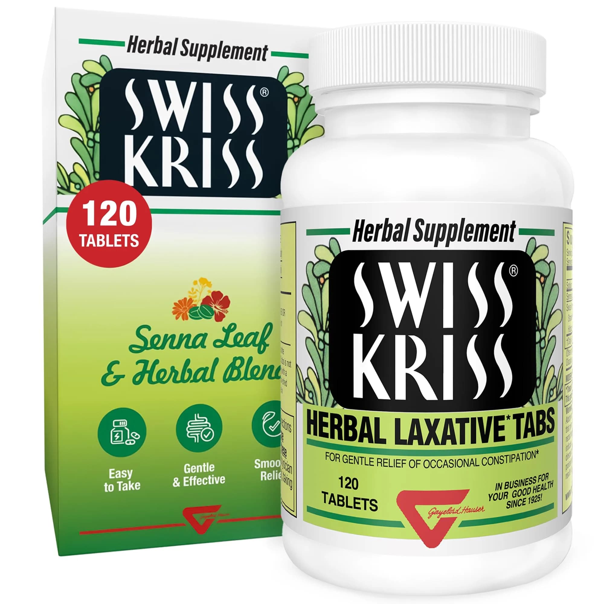 Swiss Kriss Senna Tablets 120 Ct | Herbal Laxatives for Constipation Relief — Tablets