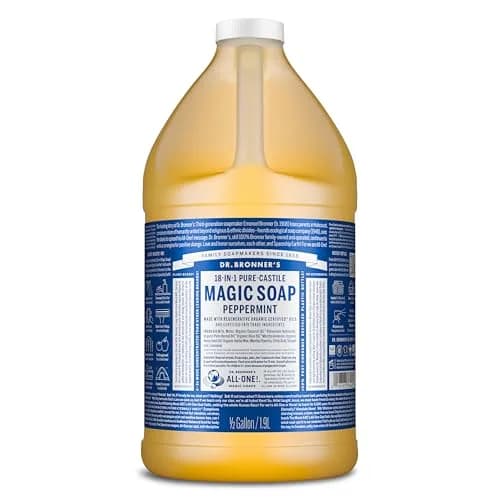 Dr. Bronner's Peppermint Pure-Castile Liquid Soap 1893ml (64 Fl Oz) | Concentrated Multi-Use Cleanser thumbnail 1
