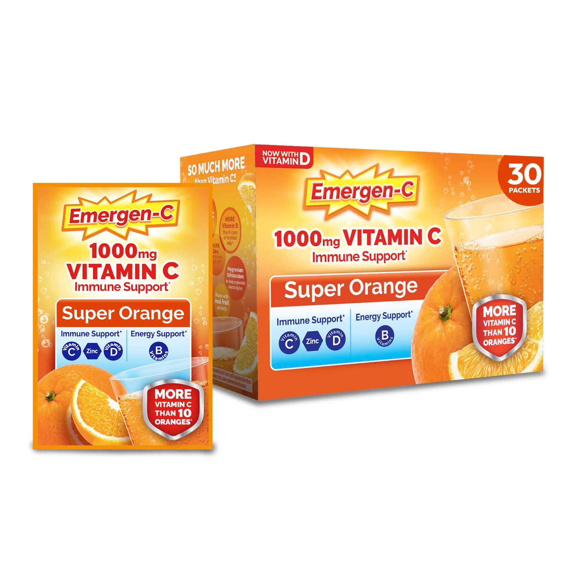 Emergen-C 1000mg Vitamin C Powder in Bright Orange Flavor - Daily Immune Support, 30 Count Pack - main product image