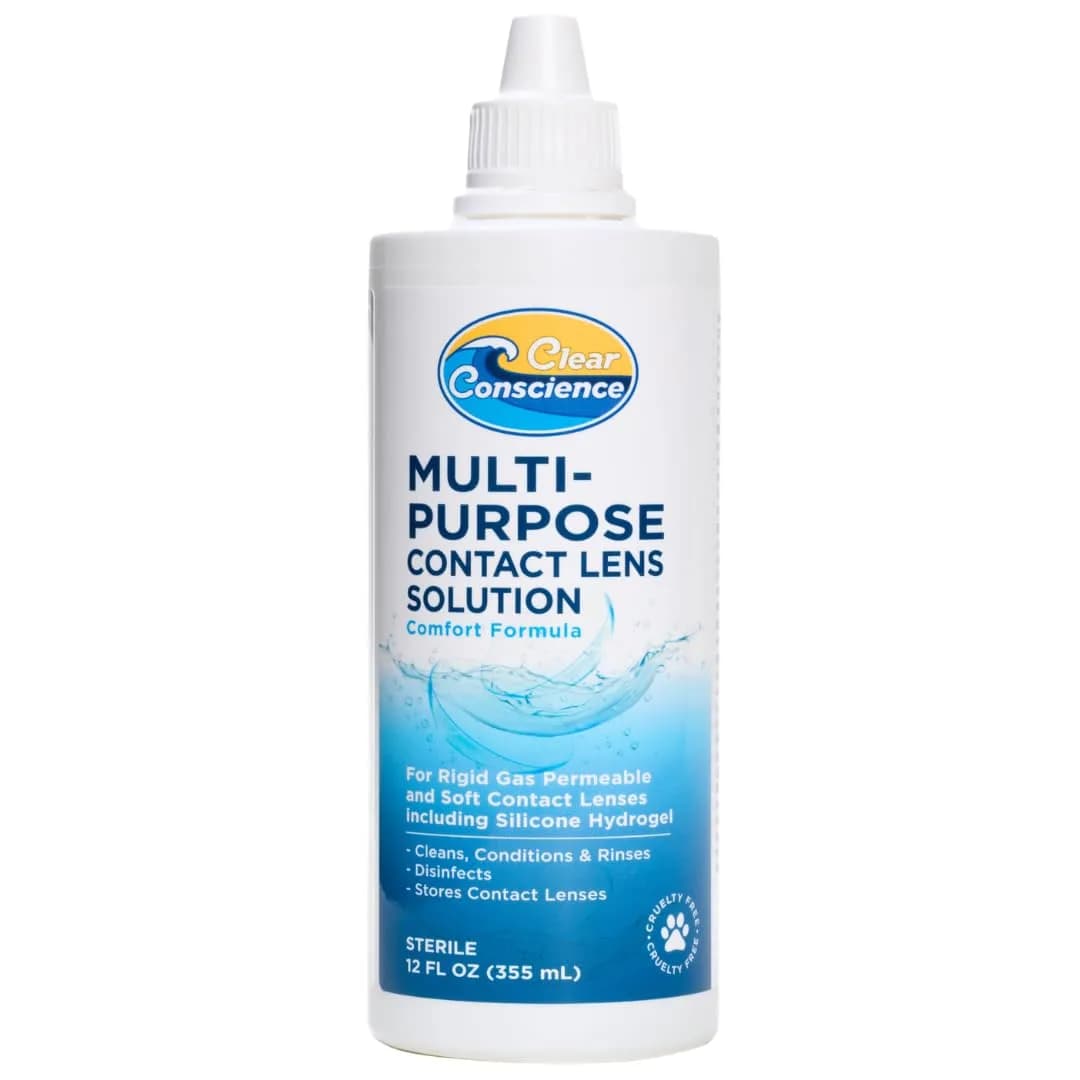 Clear Conscience Contact Lens Solution 12 Fl Oz | Cruelty-Free, No Rub Formula for Sensitive Eyes