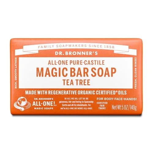 Dr. Bronner's Pure-Castile Bar Soap, Tea Tree 5 oz | Organic, Vegan, Gentle Clean thumbnail 1