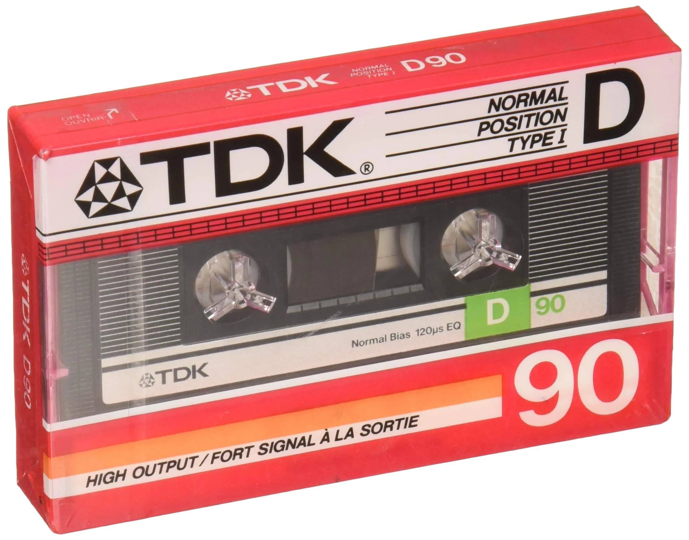 TDK Normal Bias Audiocassette 90 Minutes Single | High-Output Ferric Tape for Clear Recordings — Red