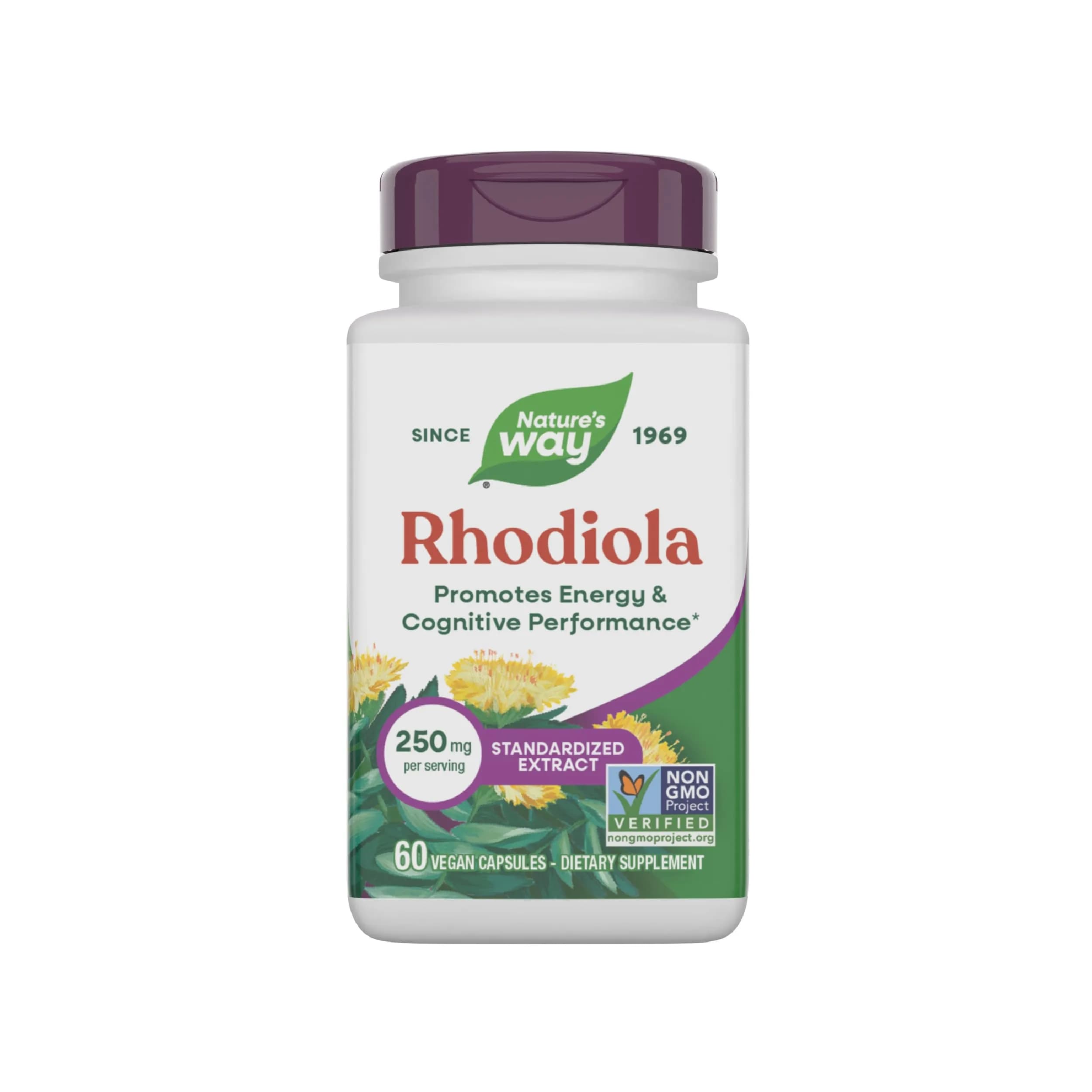 Nature's Way Rhodiola Capsules 250mg (60 Count) | Adaptogenic Herb for Energy & Cognitive Support