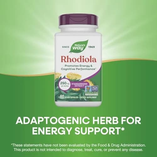 Nature's Way Rhodiola Capsules 250mg (60 Count) | Adaptogenic Herb for Energy & Cognitive Support thumbnail 4