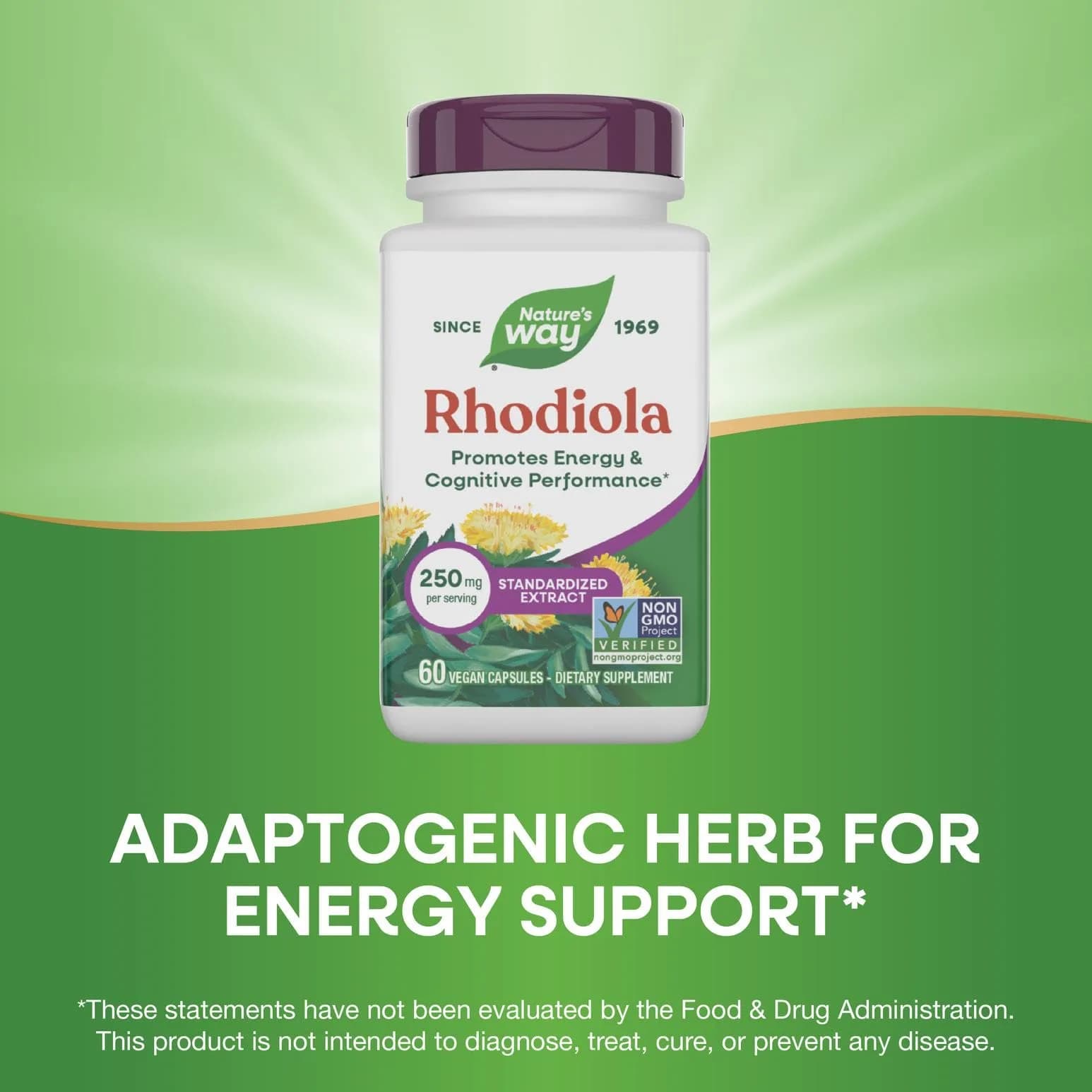 Nature's Way Rhodiola Capsules 250mg (60 Count) | Adaptogenic Herb for Energy & Cognitive Support - view 4