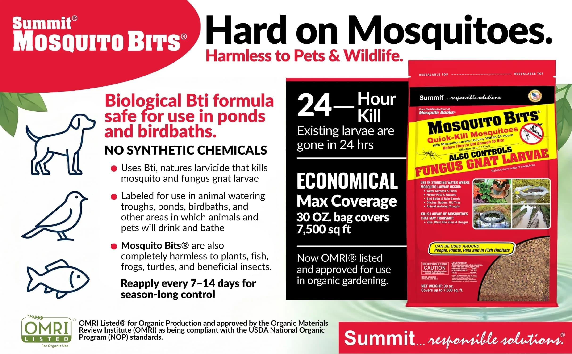 Summit Mosquito Bits Larvicide Granules 850g (30 oz) | EPA Registered Biological Control - view 9