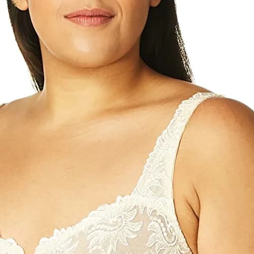 Lunaire Womens Sevilla Scroll Embroidered Semi Demi Underwire Bra, Ivory, 40C | Floral Lace Support thumbnail 2