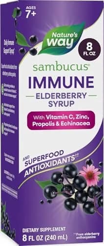 Nature's Way Sambucus Immune Elderberry Syrup with Vitamin C & Zinc 240ml (8 Fl Oz) | Immune Support with Superfood Antioxidants thumbnail 1