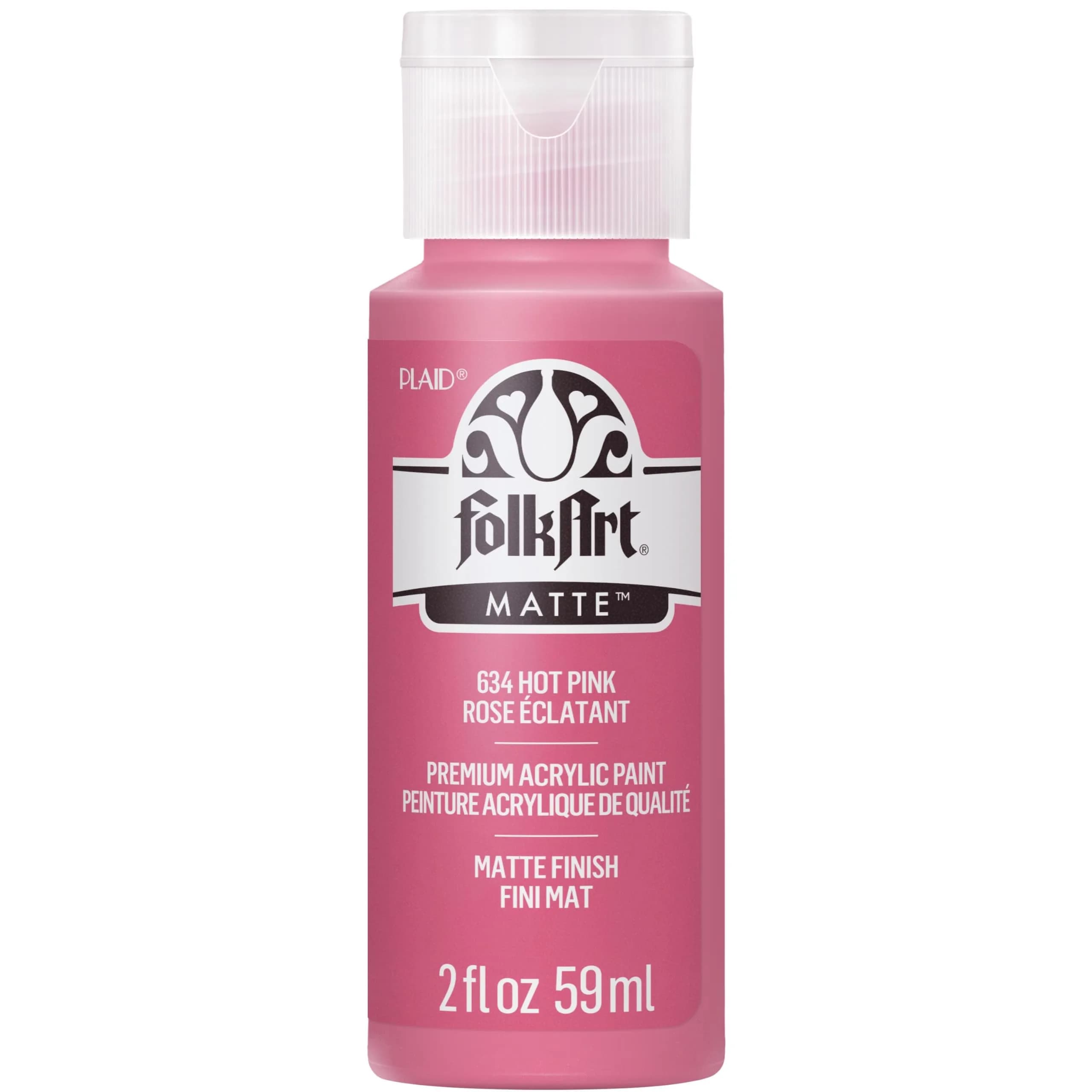 FolkArt Acrylic Paint, 2 oz, True Blue | Vibrant, Water-Based, USA-Imported Craft Paint — Hot Pink