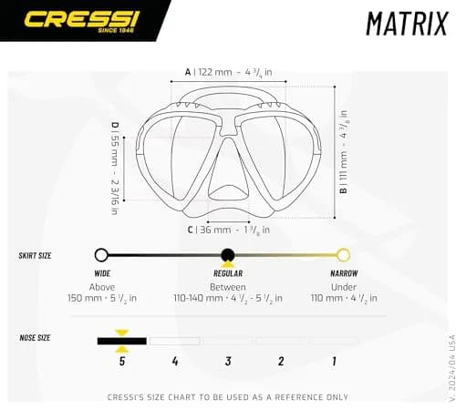 CRESSI Matrix 2-Lens Masks, Clear/Blue | Wide Field of View for Divers & Freedivers thumbnail 5