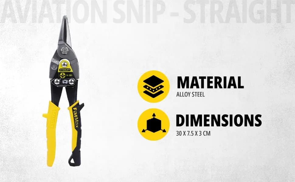 Stanley MaxSteel Aviation Snips 9.84" | Straight Cut, Serrated Edges, Forged Chrome Molybdenum Alloy thumbnail 2