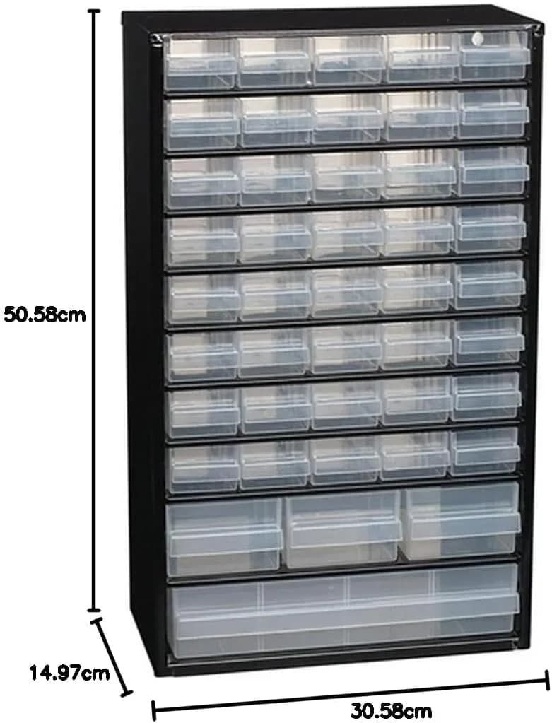 Raaco Steel Storage Cabinet, Compact 16-Drawer | Space-Saving Tool Organizer for Workshop & Garage — Tall-44D / Steel Cabinets thumbnail 3