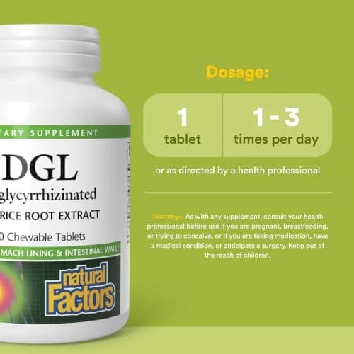 Natural Factors DGL Chewable 90 Tablets | Supports Digestive Health & Stomach Lining thumbnail 3