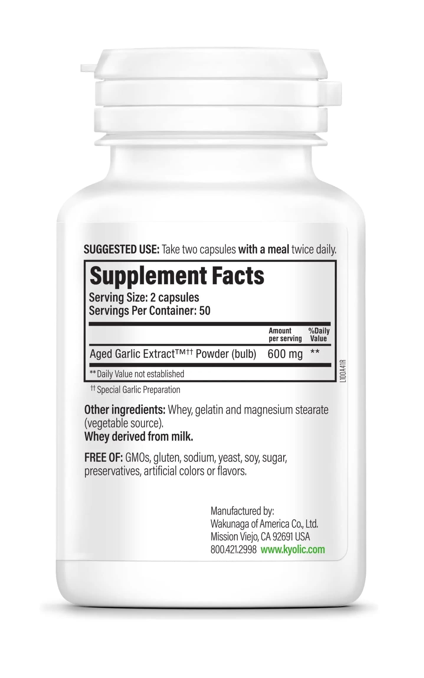 Kyolic Aged Garlic Extract Formula 100 Capsules | Cardiovascular & Circulatory Health Support (100 Count) - view 3