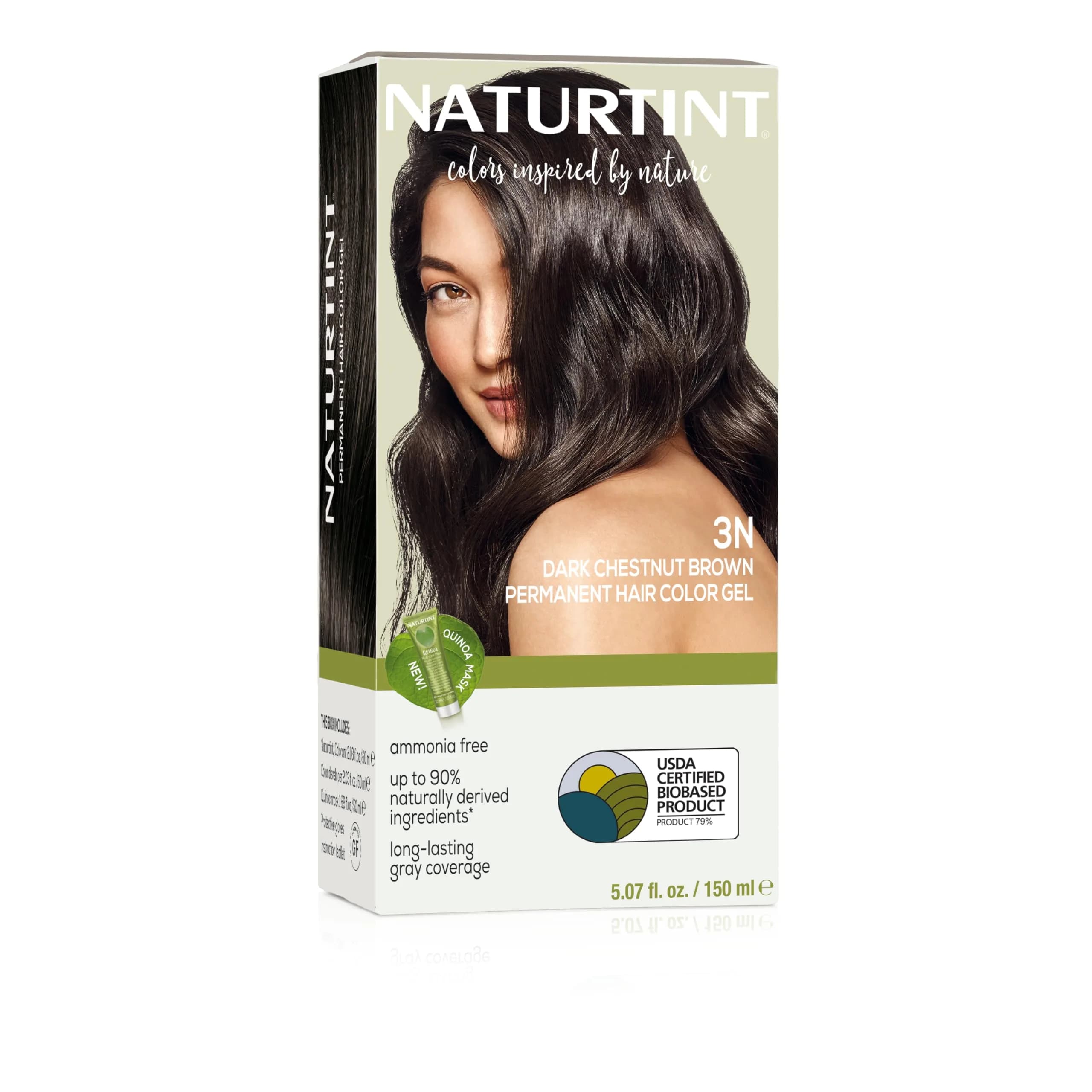 Naturtint 3N Dark Chestnut Brown Permanent Hair Color 150ml | Ammonia Free, Vegan, Long-Lasting, 100% Gray Coverage