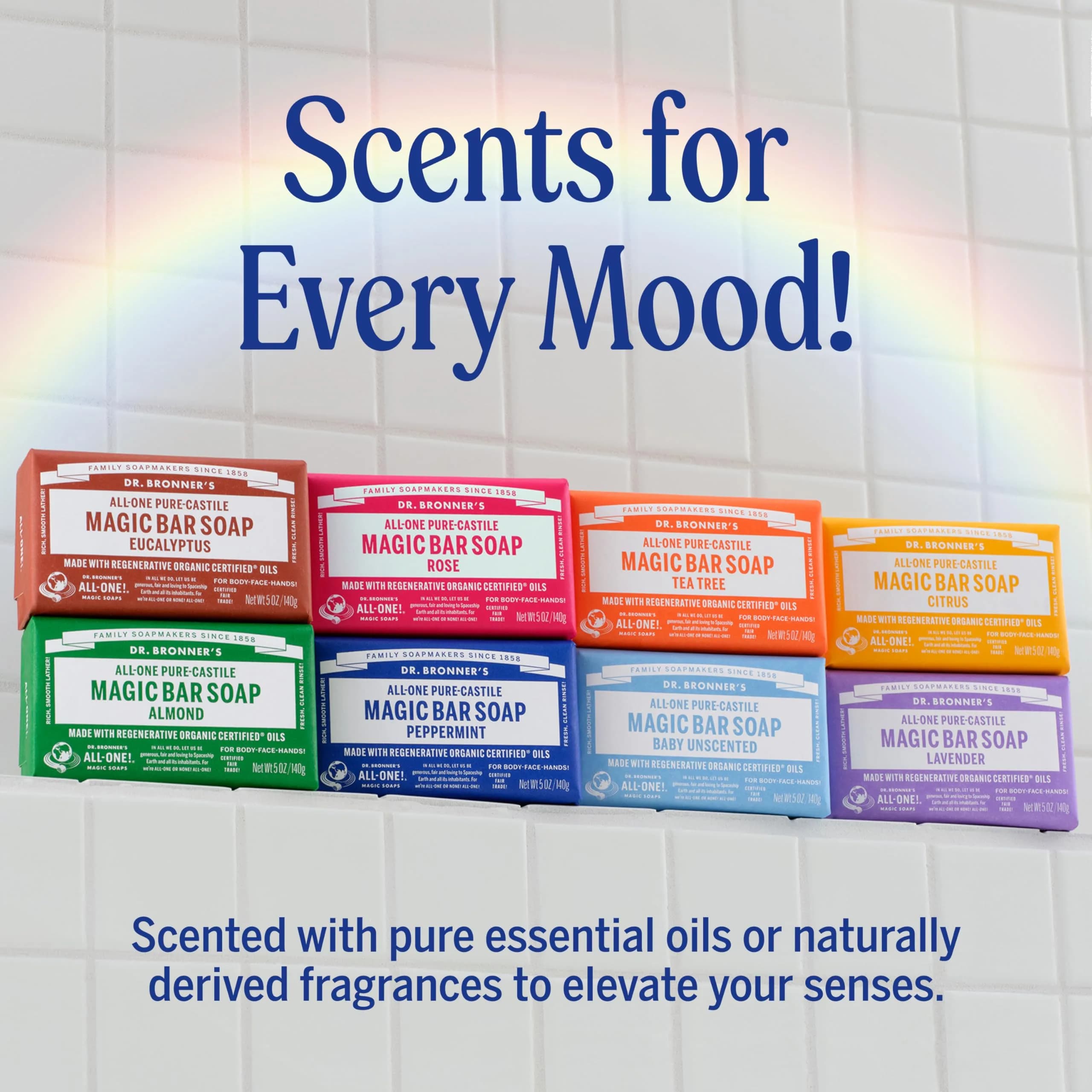 Dr. Bronner's Pure-Castile Bar Soap Rose 142g (5 Oz) | Gentle Moisturizing Vegan Soap - view 7
