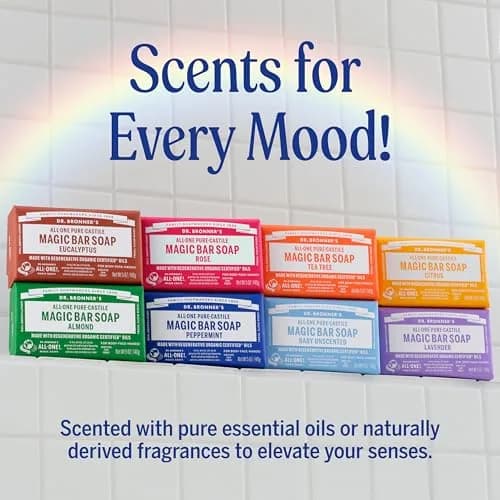Dr. Bronner's Pure-Castile Bar Soap Rose 142g (5 Oz) | Gentle Moisturizing Vegan Soap thumbnail 7