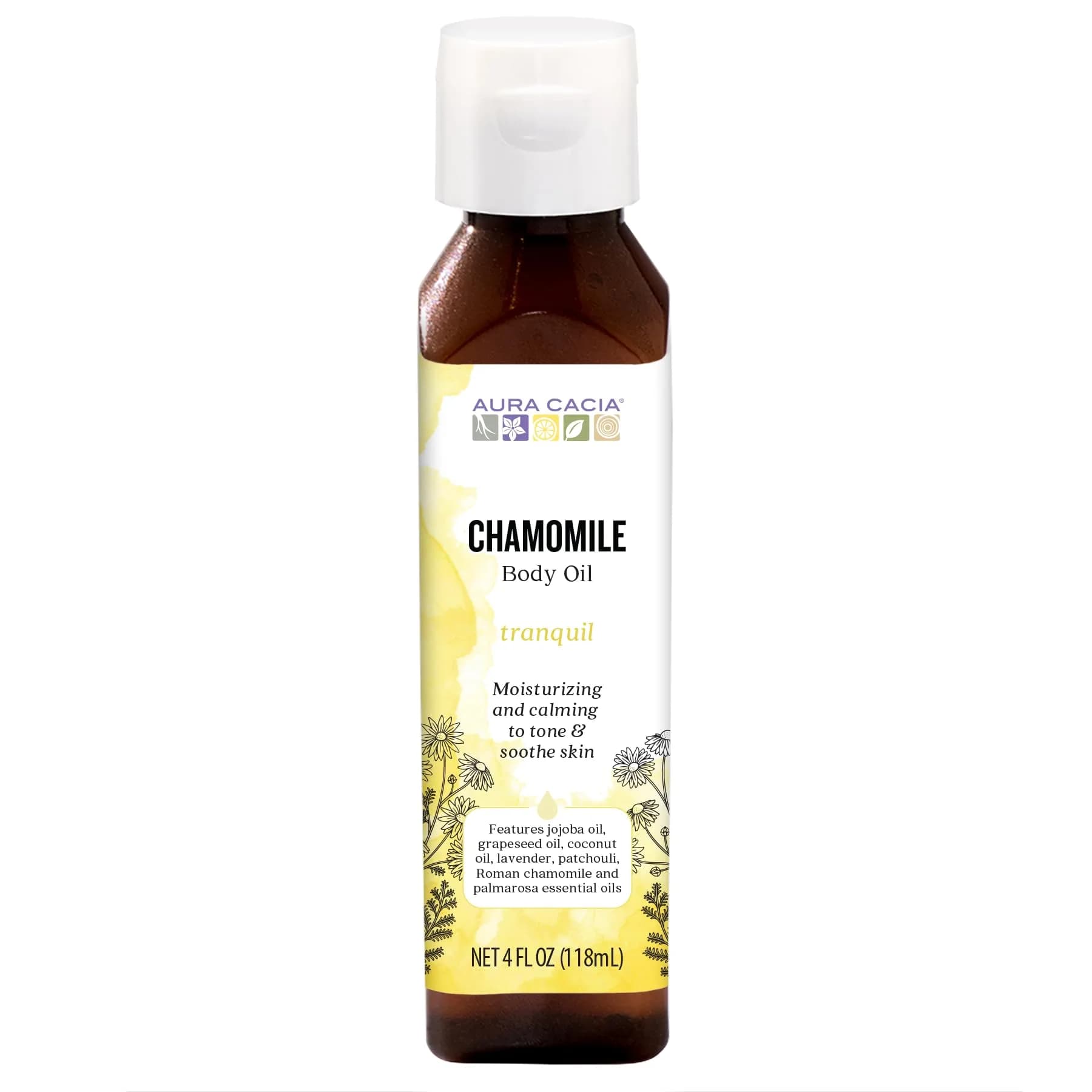 Aura Cacia Tranquil Chamomile Body Oil 360ml (12 Fl Oz) | Aromatherapy for Soothing Moisture — No Color