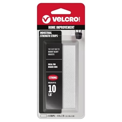 VELCRO Brand Industrial Hook & Loop Fastener Strips 4in x 2in (2 Sets, White) | Professional Grade Adhesive thumbnail 1