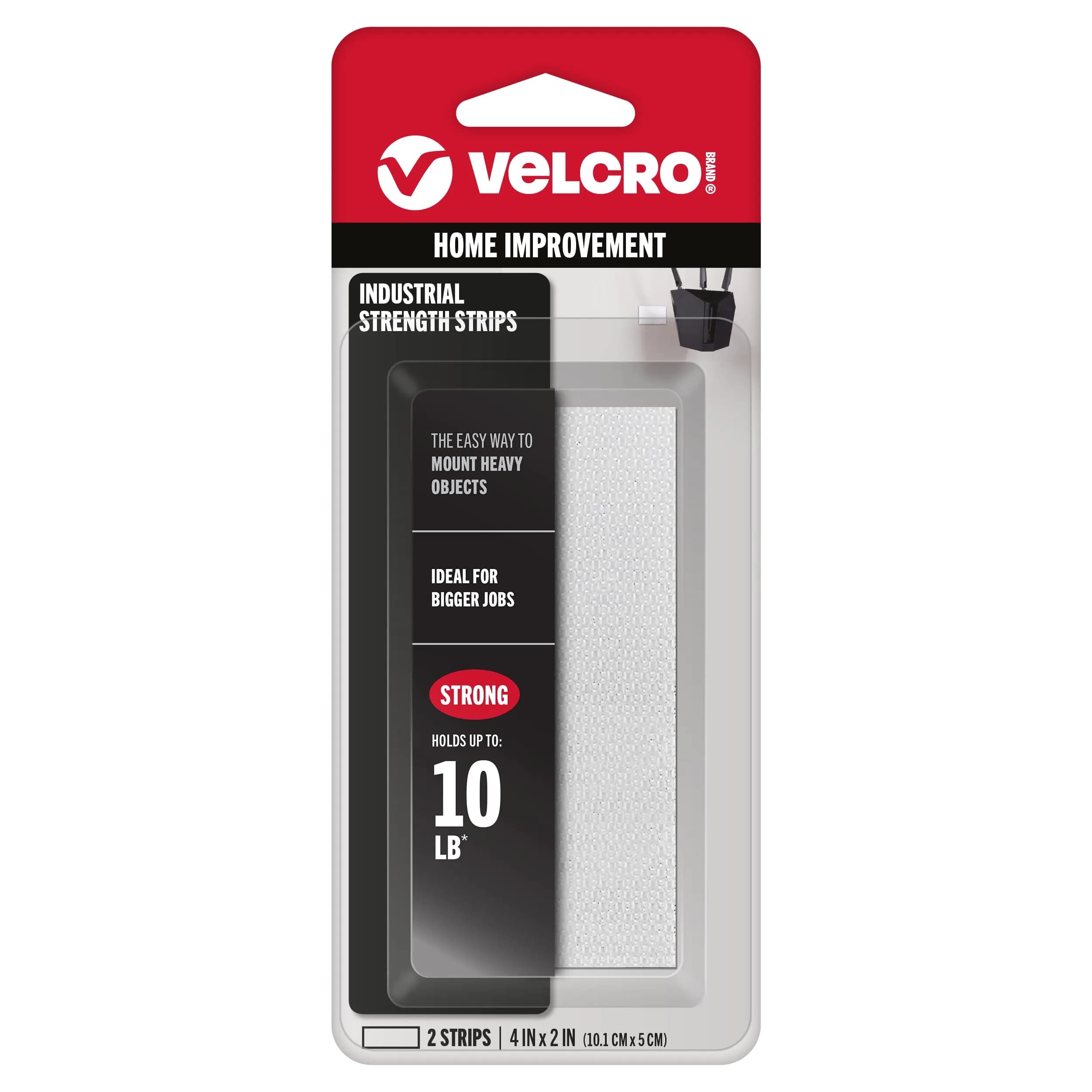 VELCRO Brand Industrial Hook & Loop Fastener Strips 4in x 2in (2 Sets, White) | Professional Grade Adhesive - main product image
