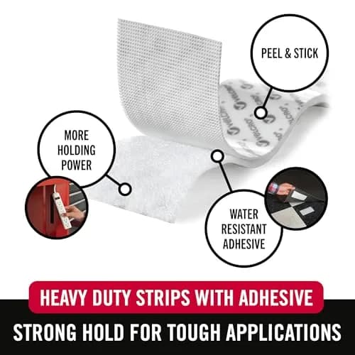 VELCRO Brand Industrial Hook & Loop Fastener Strips 4in x 2in (2 Sets, White) | Professional Grade Adhesive thumbnail 2