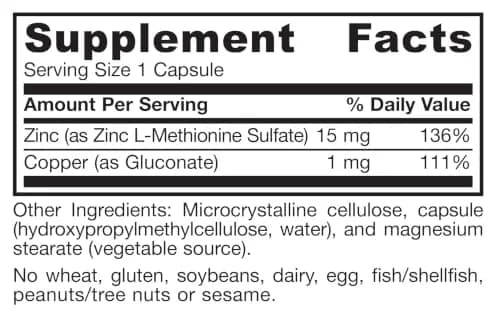 Jarrow Formulas Zinc Balance 15 mg Zinc with Copper 100 Capsules | Immune Support Supplement thumbnail 6
