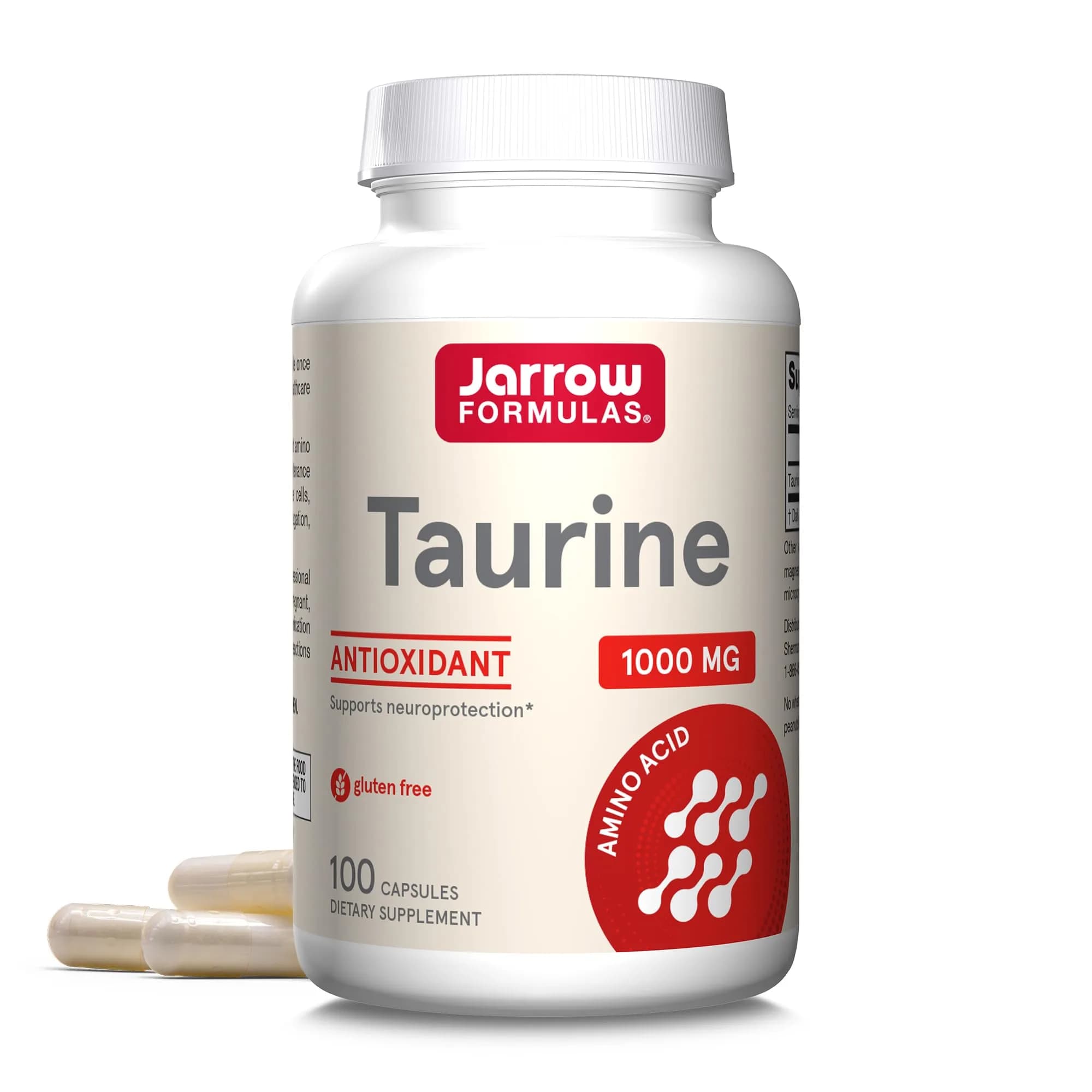 Jarrow Formulas Taurine 1000 mg Capsules, 100 Count (454 g) | Supports Brain Health & Osmoregulation