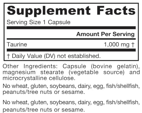 Jarrow Formulas Taurine 1000 mg Capsules, 100 Count (454 g) | Supports Brain Health & Osmoregulation thumbnail 9