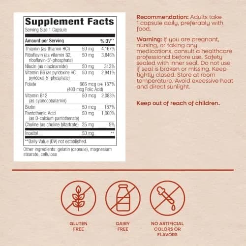 Nature's Way B-50 Complex Supports Cellular Energy & Nerve Health 100 Capsules | Gluten Free thumbnail 6