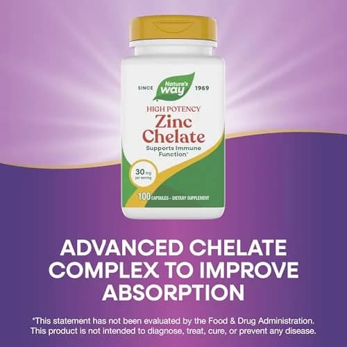 Nature's Way Zinc Chelate Mineral Supplement 30 mg 100 Capsules | Supports Immune Function thumbnail 4