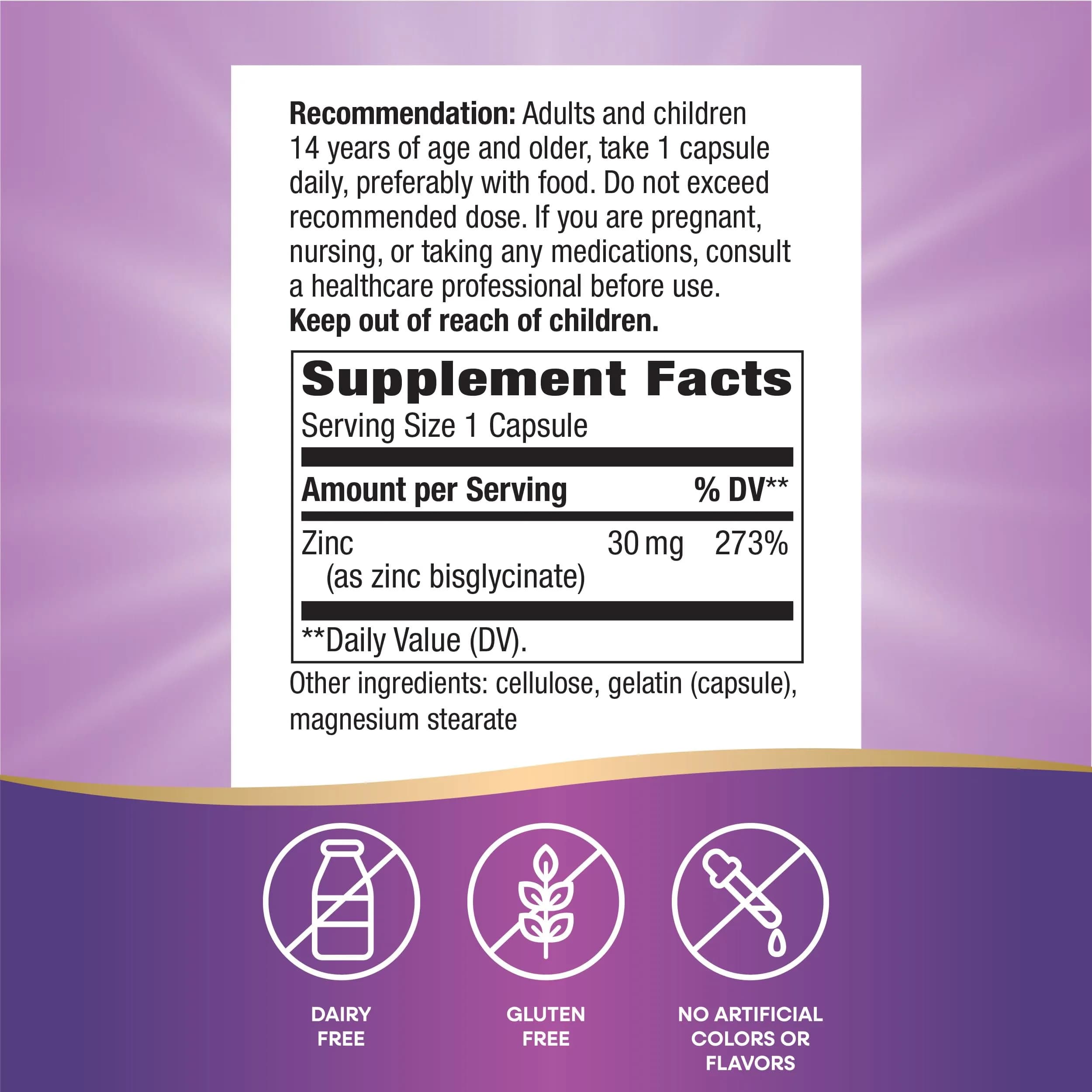 Nature's Way Zinc Chelate Mineral Supplement 30 mg 100 Capsules | Supports Immune Function - view 5