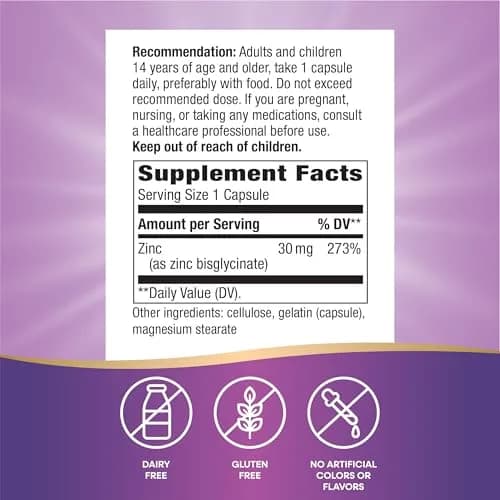 Nature's Way Zinc Chelate Mineral Supplement 30 mg 100 Capsules | Supports Immune Function thumbnail 5