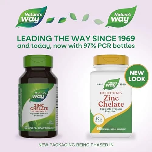 Nature's Way Zinc Chelate Mineral Supplement 30 mg 100 Capsules | Supports Immune Function thumbnail 2