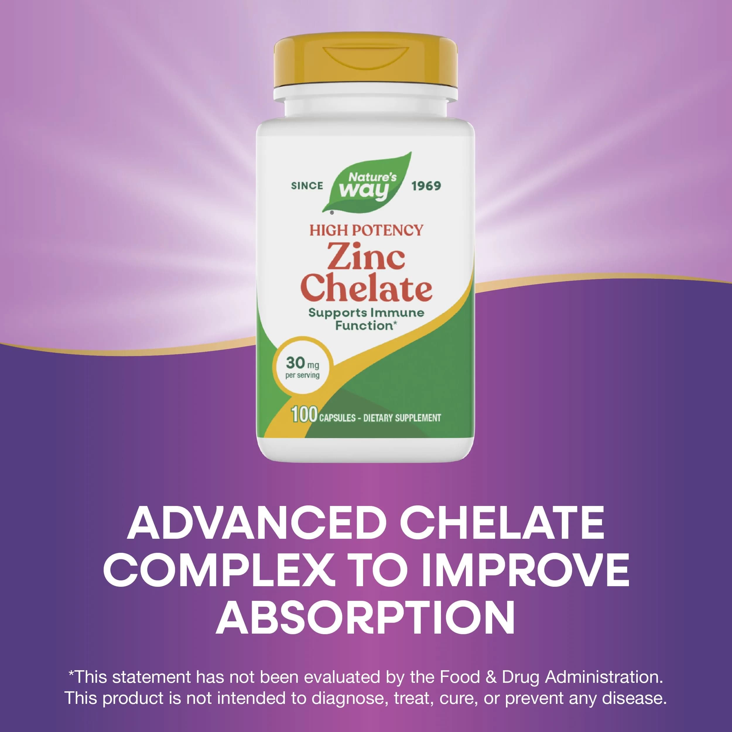 Nature's Way Zinc Chelate Mineral Supplement 30 mg 100 Capsules | Supports Immune Function - view 4