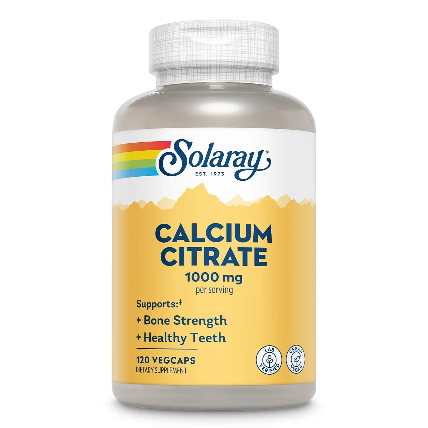 SOLARAY Calcium Citrate 1000 mg 120 VegCaps | Bone Health Supplement with Chelated Calcium - main product image