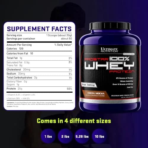 Ultimate Nutrition Prostar Whey Protein Isolate, Cocoa Mocha, 2 lb | 25g Protein, Fast Absorption, Keto-Friendly thumbnail 7