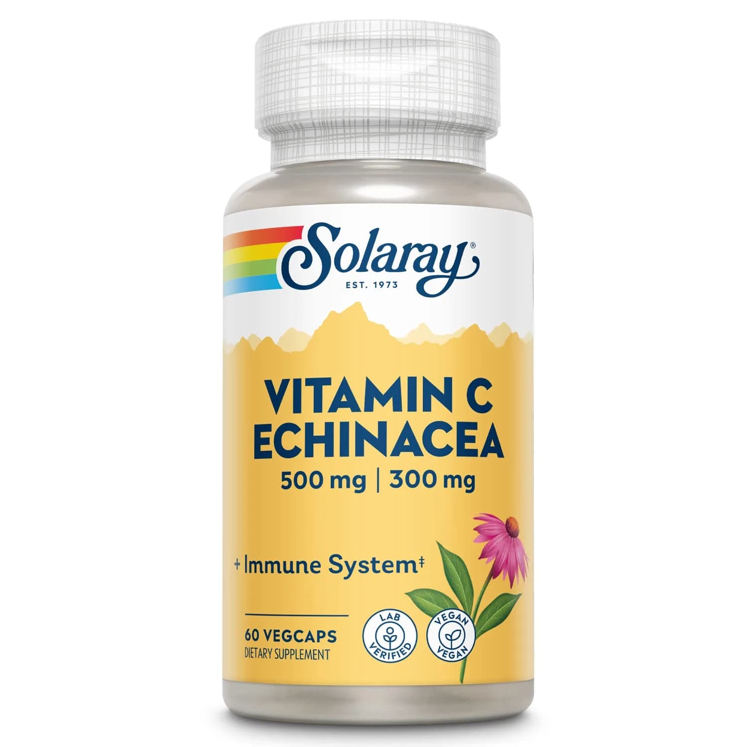 SOLARAY Vitamin C & Echinacea Root | 60 VegCaps | Supports Immune & Respiratory Health