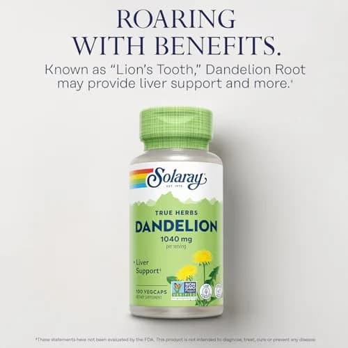 SOLARAY Dandelion Root Supplement 100 Count (Pack of 1) | Kidney & Liver Support thumbnail 3
