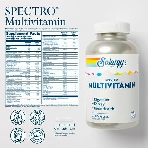 SOLARAY Spectro Multivitamin with Iron - Capsule 360 | Full-Spectrum Support for Digestion & Bone Health thumbnail 2