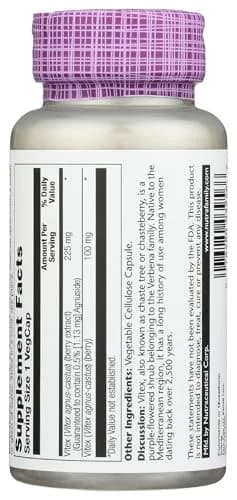 SOLARAY Vitex Berry Extract 225 mg | Traditional Women's Hormone Support | Vegan, Lab Verified thumbnail 4
