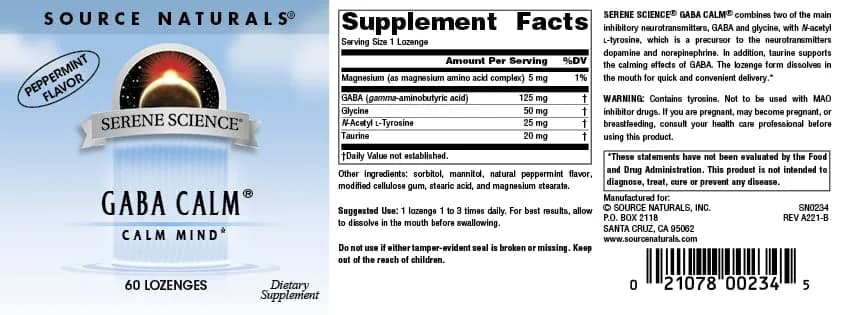 Source Naturals Serene Science GABA Calm Mind - 60 Lozenges | Supports Calm Mood with GABA & Taurine thumbnail 4