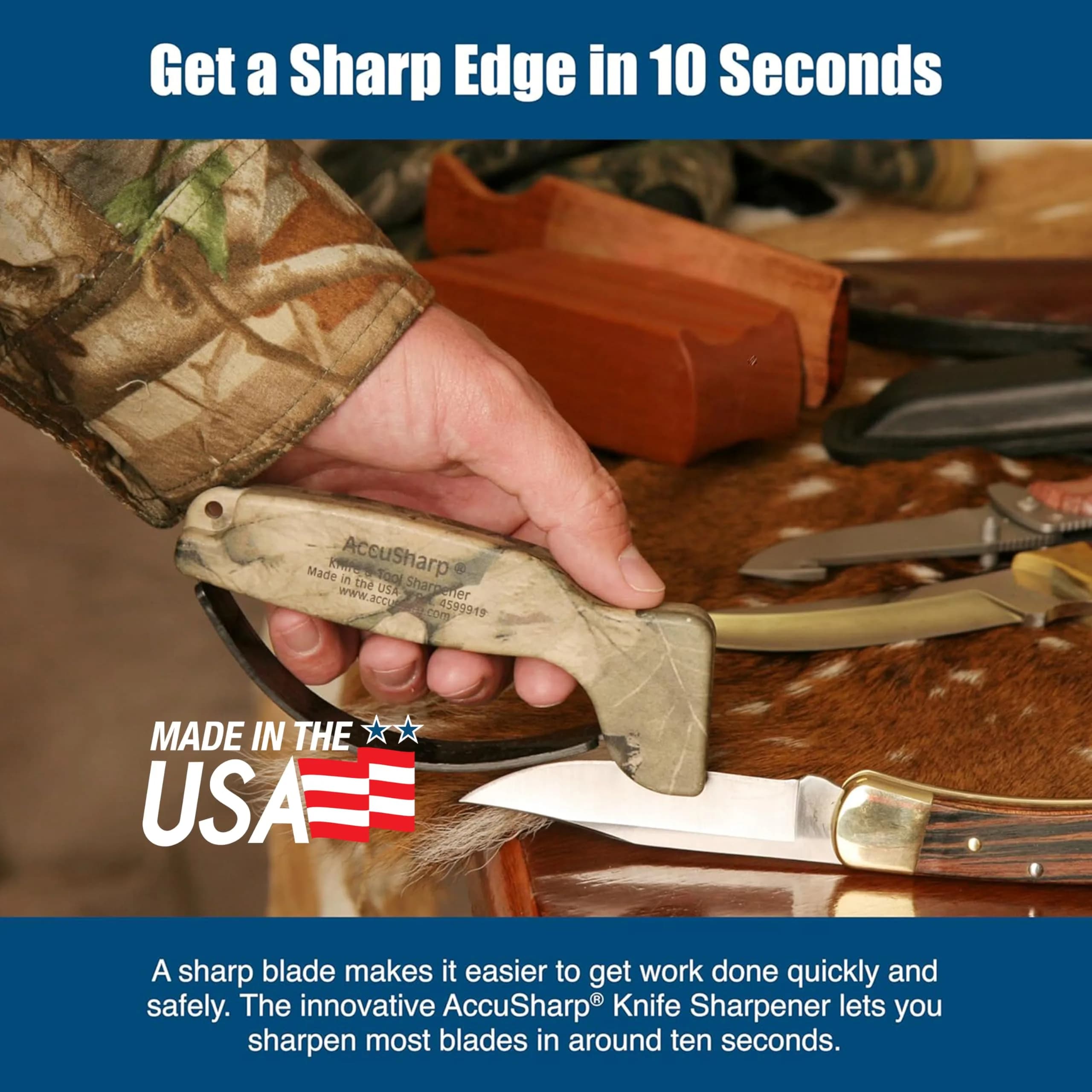 AccuSharp Knife Sharpener Camo Handle | Restores & Hones Straight & Serrated Knives - view 5