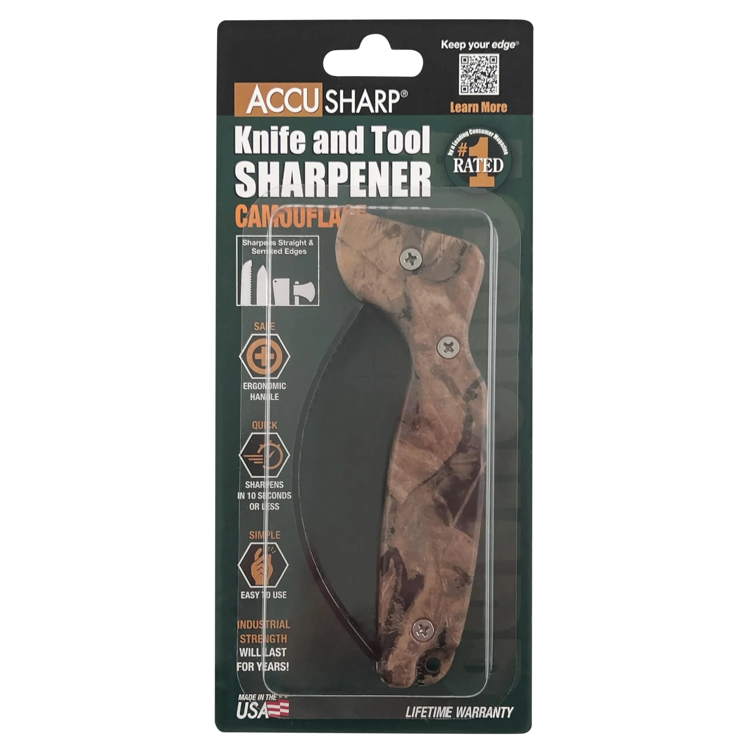 AccuSharp Knife Sharpener Camo Handle | Restores & Hones Straight & Serrated Knives - view 3
