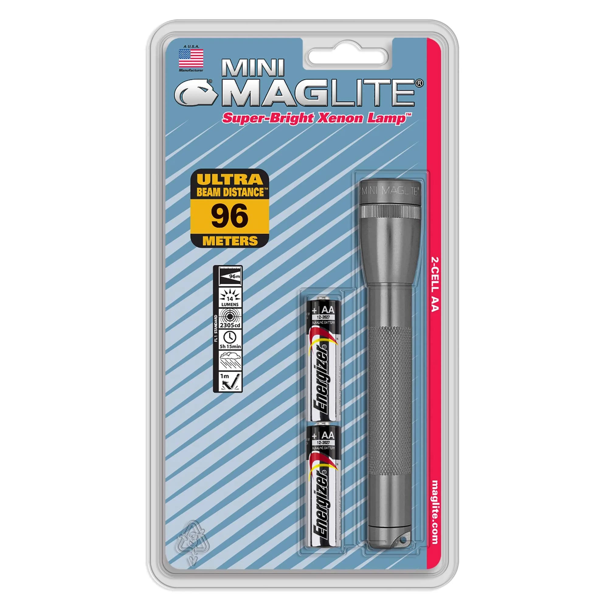 MagLite Mini Incandescent 2-Cell AA Flashlight - Gray | One Size - main product image