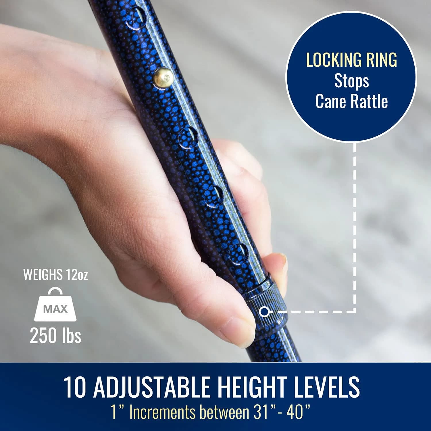 DMI Designer Folding Cane Blue Ice | Adjustable 33-37 Inch | 11.5" Folded - view 4