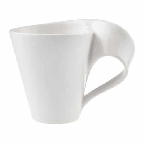 Villeroy & Boch NewWave Caffe Coffee Mug, Creamy White, 8 oz | Modern asymmetrical wave design thumbnail 1