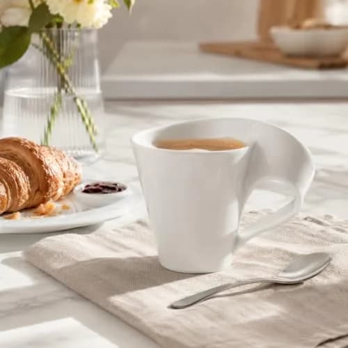 Villeroy & Boch NewWave Caffe Coffee Mug, Creamy White, 8 oz | Modern asymmetrical wave design thumbnail 5