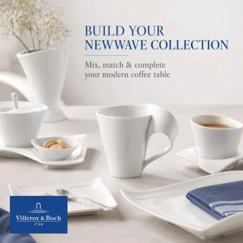 Villeroy & Boch NewWave Caffe Coffee Mug, Creamy White, 8 oz | Modern asymmetrical wave design thumbnail 7