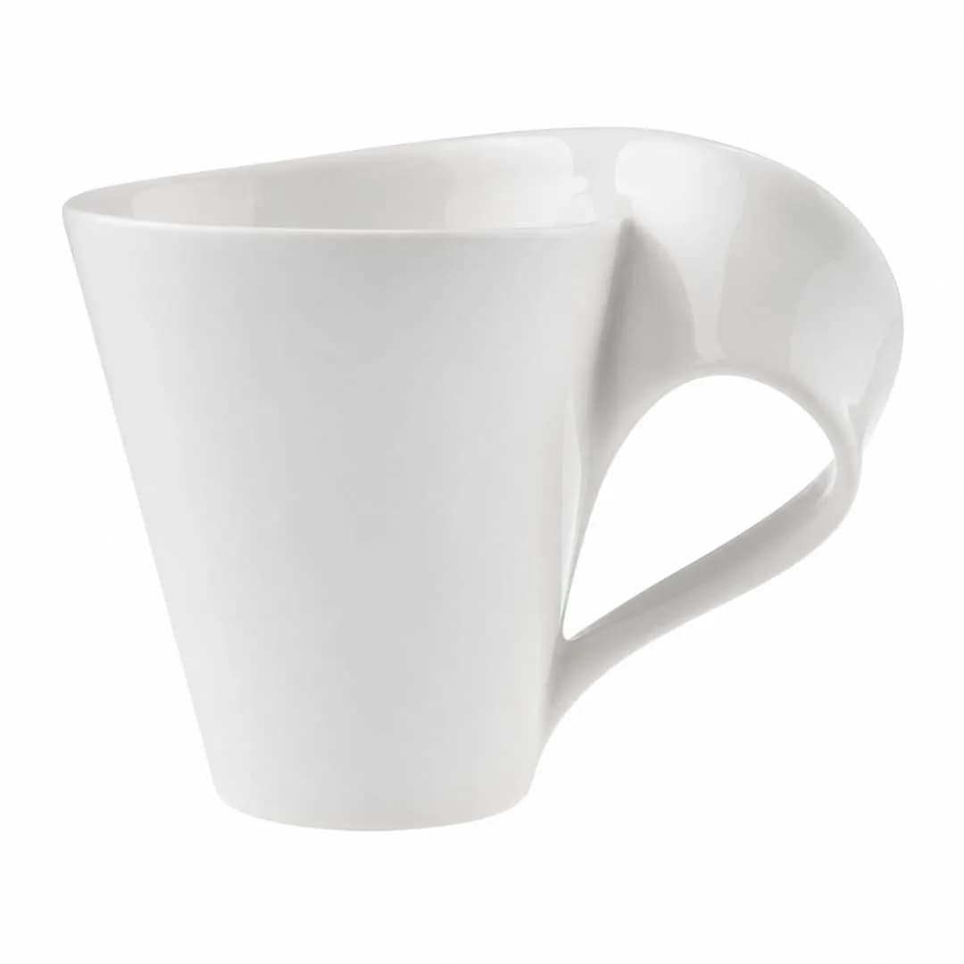 Villeroy & Boch NewWave Caffe Coffee Mug, Creamy White, 8 oz | Modern asymmetrical wave design